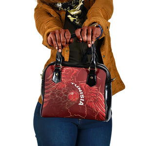 Tunisia Football Shoulder Handbag Eagle Cracked Texture Athletic
