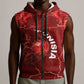 Custom Tunisia Football Sleeveless Zip Hoodie Eagle Cracked Texture Athletic