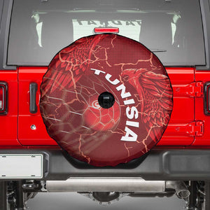 Tunisia Football Spare Tire Cover Eagle Cracked Texture Athletic