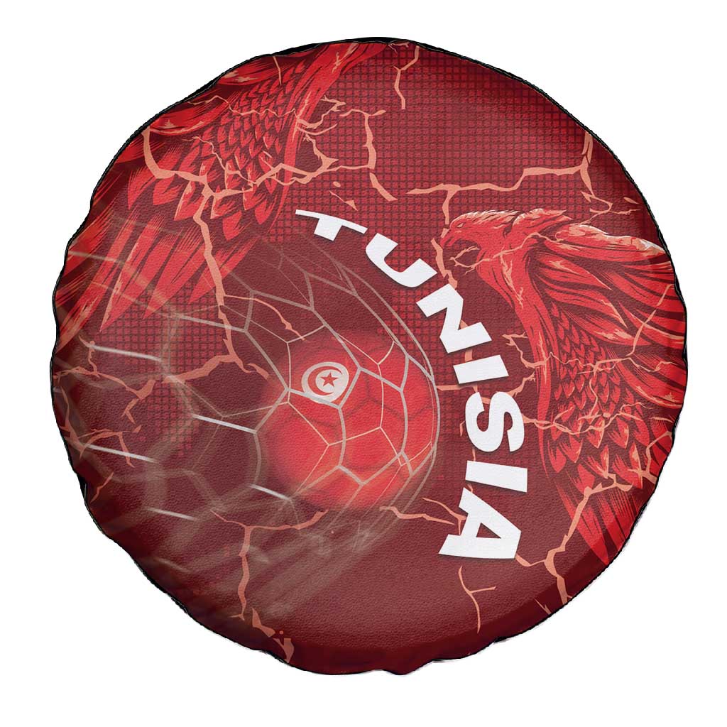 Tunisia Football Spare Tire Cover Eagle Cracked Texture Athletic