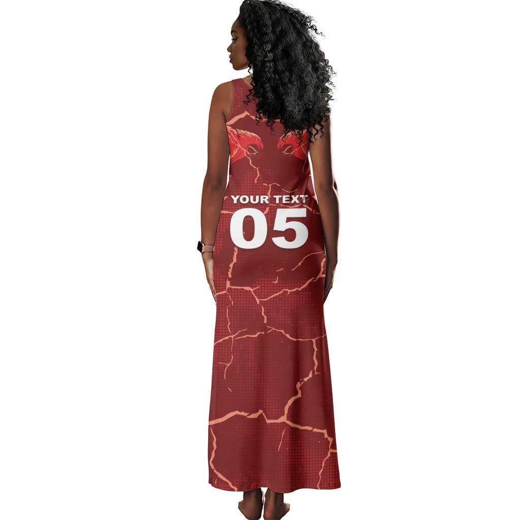 Custom Tunisia Football Tank Maxi Dress Eagle Cracked Texture Athletic
