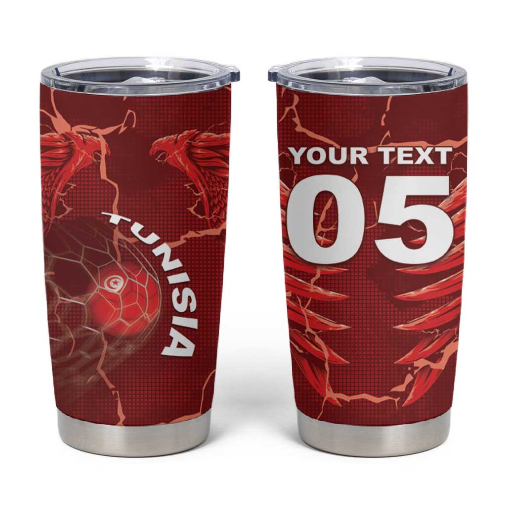 Custom Tunisia Football Tumbler Cup Eagle Cracked Texture Athletic