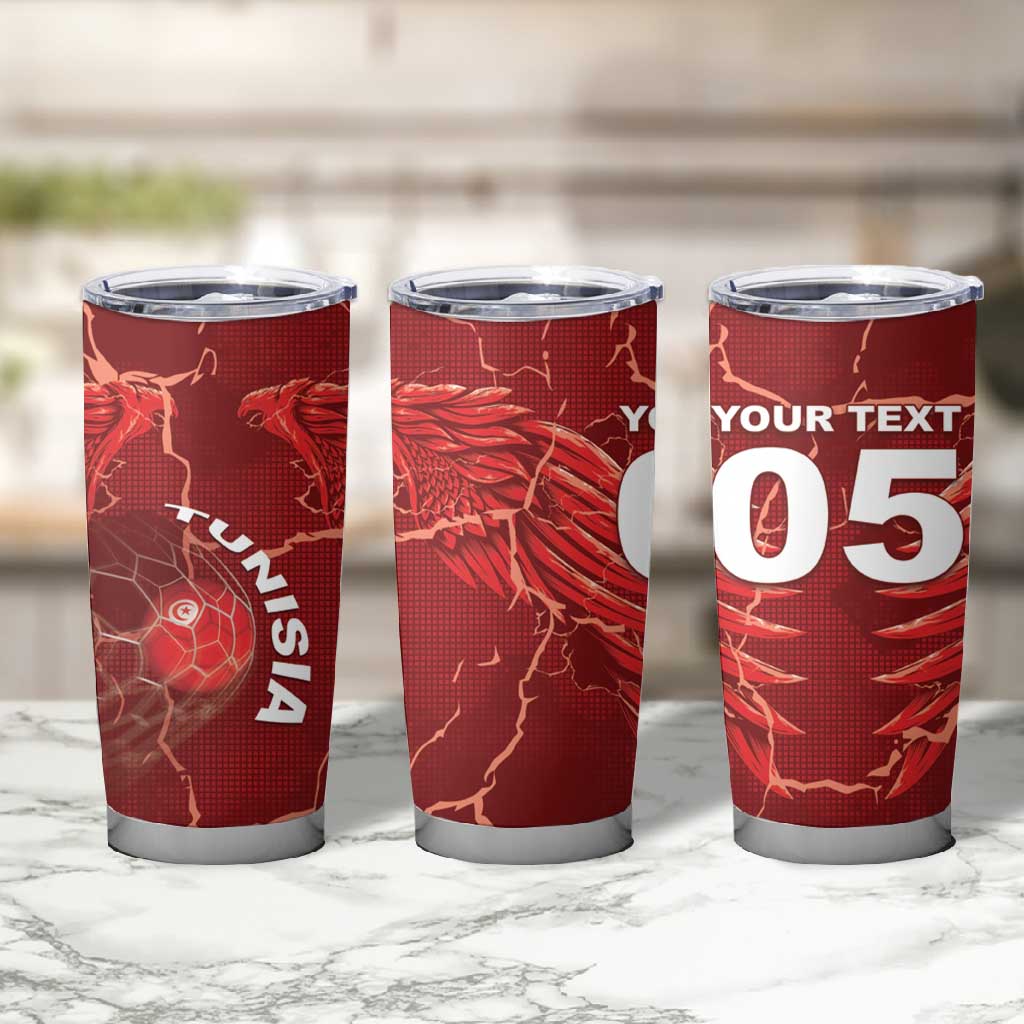 Custom Tunisia Football Tumbler Cup Eagle Cracked Texture Athletic
