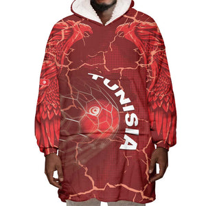 Custom Tunisia Football Wearable Blanket Hoodie Eagle Cracked Texture Athletic