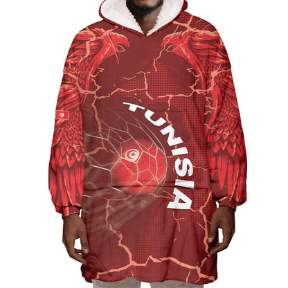 Custom Tunisia Football Wearable Blanket Hoodie Eagle Cracked Texture Athletic