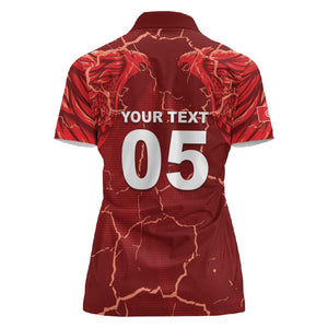 Custom Tunisia Football Women Polo Shirt Eagle Cracked Texture Athletic