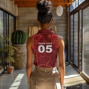 Custom Tunisia Football Women Sleeveless Polo Shirt Eagle Cracked Texture Athletic