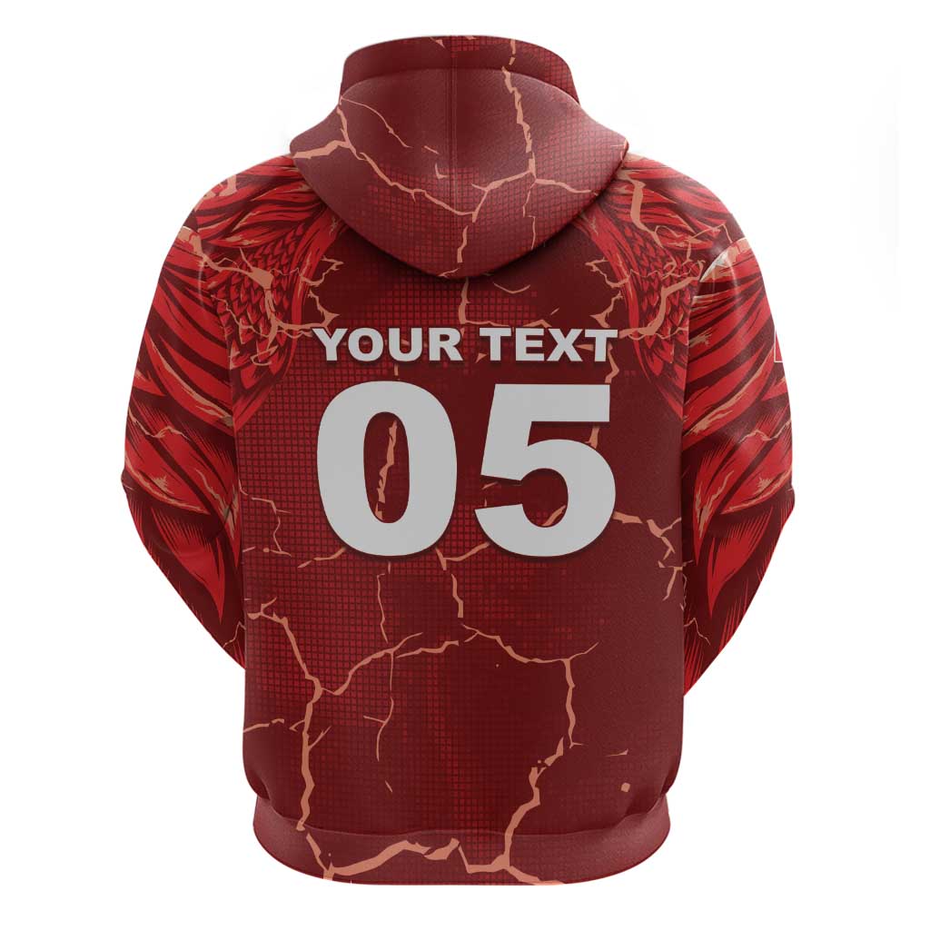 Custom Tunisia Football Zip Hoodie Eagle Cracked Texture Athletic