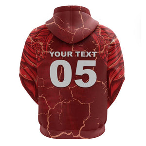 Custom Tunisia Football Zip Hoodie Eagle Cracked Texture Athletic