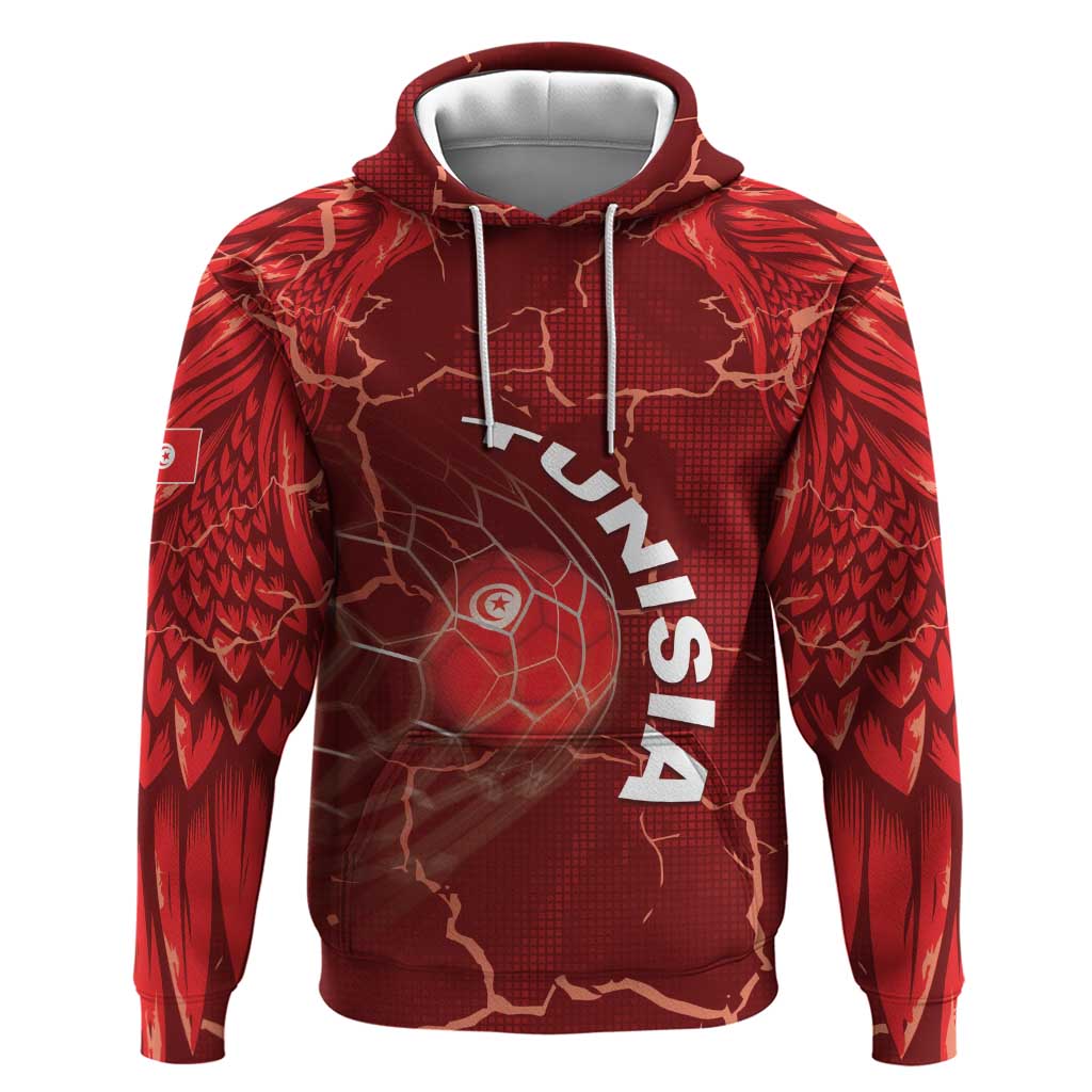 Custom Tunisia Football Zip Hoodie Eagle Cracked Texture Athletic