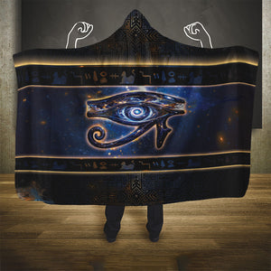 Egypt Eye Of Ra Hooded Blanket Galaxy Zodiac Universe