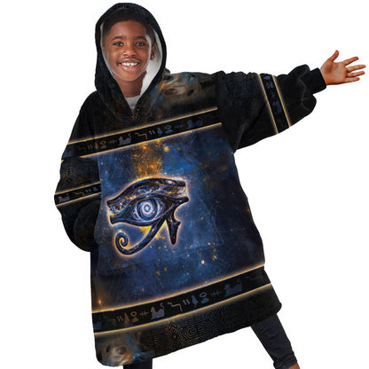 Egypt Eye Of Ra Kid Wearable Blanket Hoodie Galaxy Zodiac Universe