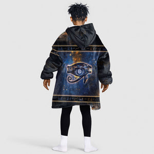 Egypt Eye Of Ra Kid Wearable Blanket Hoodie Galaxy Zodiac Universe