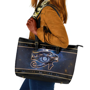 Egypt Eye Of Ra Leather Tote Bag Galaxy Zodiac Universe
