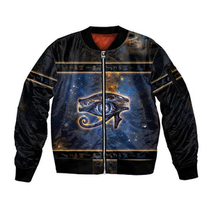 Egypt Eye Of Ra Sleeve Zip Bomber Jacket Galaxy Zodiac Universe