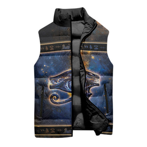 Egypt Eye Of Ra Sleeveless Puffer Jacket Galaxy Zodiac Universe