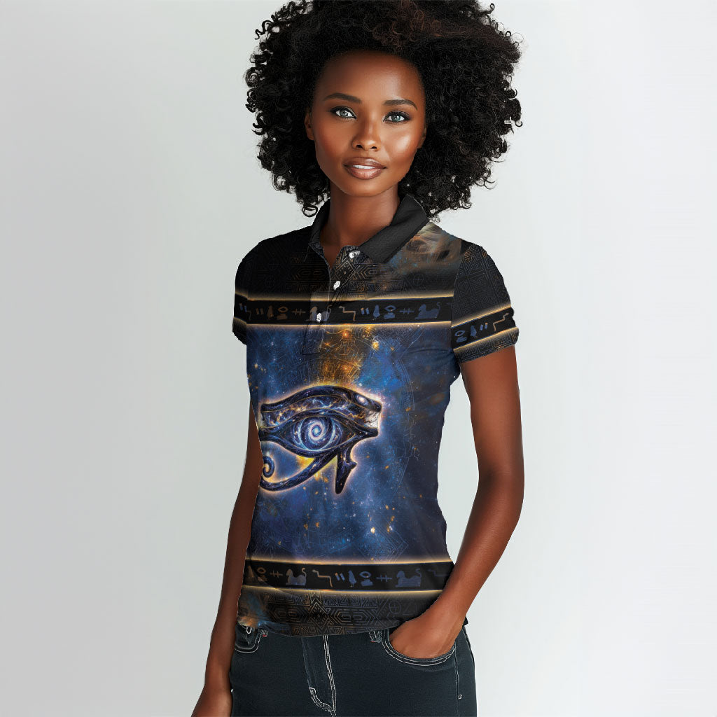Egypt Eye Of Ra Women Polo Shirt Galaxy Zodiac Universe