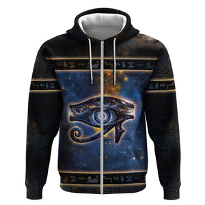 Egypt Eye Of Ra Zip Hoodie Galaxy Zodiac Universe