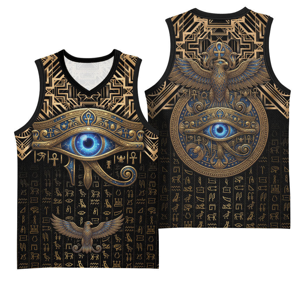 Egypt Eye of Horus Basketball Jersey Hieroglyphics Patterns Retro Style