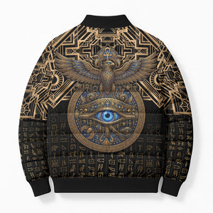 Egypt Eye of Horus Bomber Puffer Jacket Hieroglyphics Patterns Retro Style