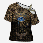 Egypt Eye of Horus Cross Shoulder Shirt Hieroglyphics Patterns Retro Style