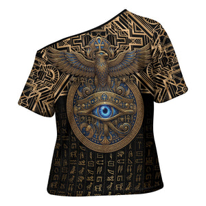 Egypt Eye of Horus Cross Shoulder Shirt Hieroglyphics Patterns Retro Style
