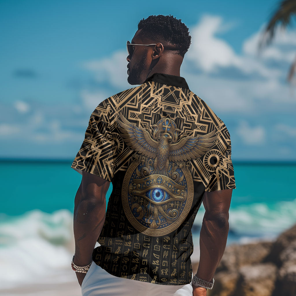 Egypt Eye of Horus Hawaiian Shirt Hieroglyphics Patterns Retro Style