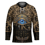 Egypt Eye of Horus Hockey Jersey Hieroglyphics Patterns Retro Style