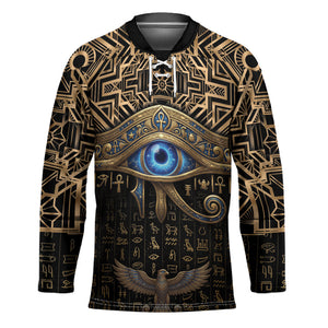 Egypt Eye of Horus Hockey Jersey Hieroglyphics Patterns Retro Style
