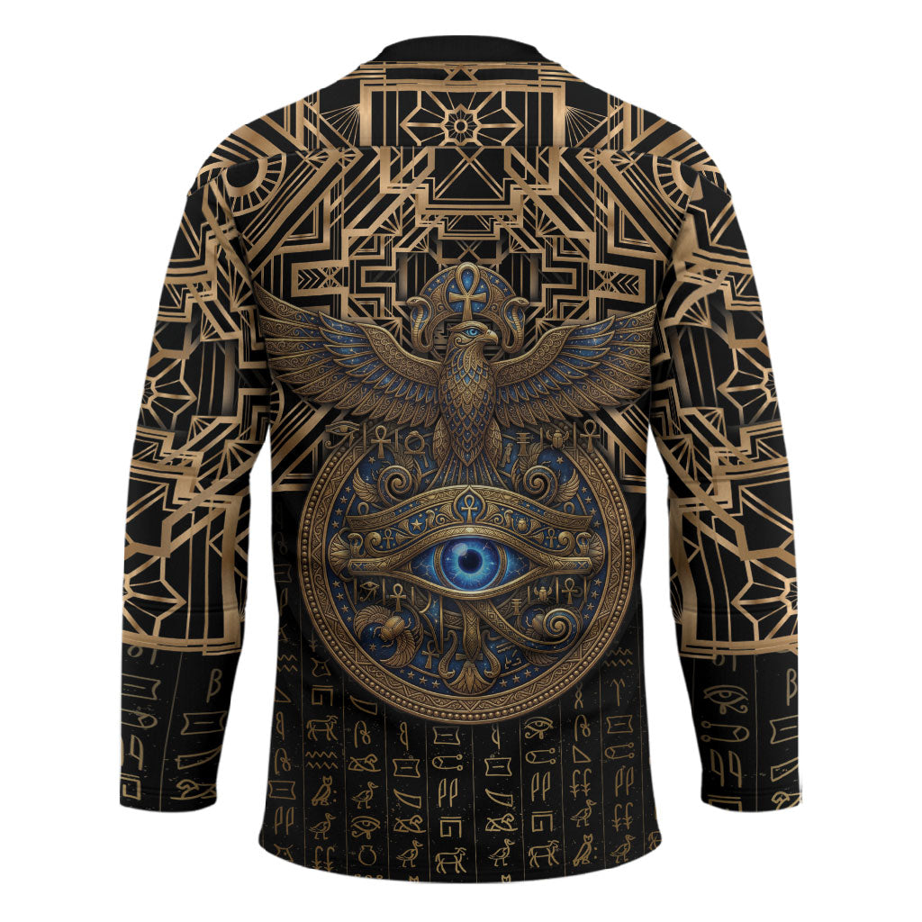 Egypt Eye of Horus Hockey Jersey Hieroglyphics Patterns Retro Style