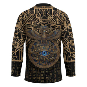 Egypt Eye of Horus Hockey Jersey Hieroglyphics Patterns Retro Style
