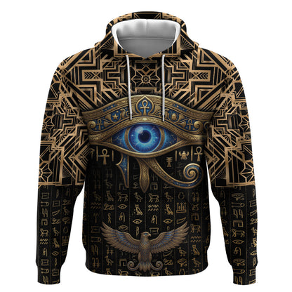 Egypt Eye of Horus Hoodie Hieroglyphics Patterns Retro Style