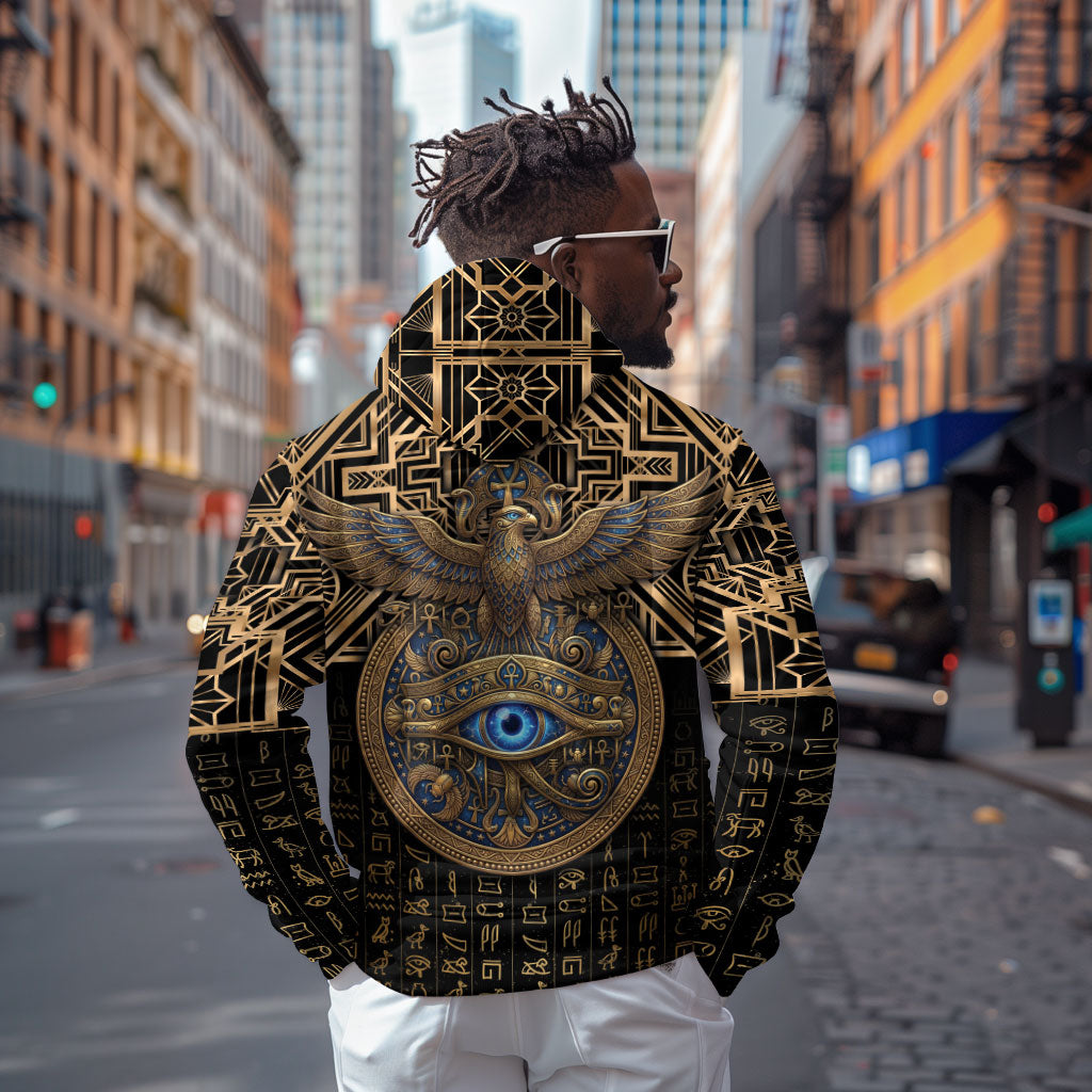 Egypt Eye of Horus Hoodie Hieroglyphics Patterns Retro Style