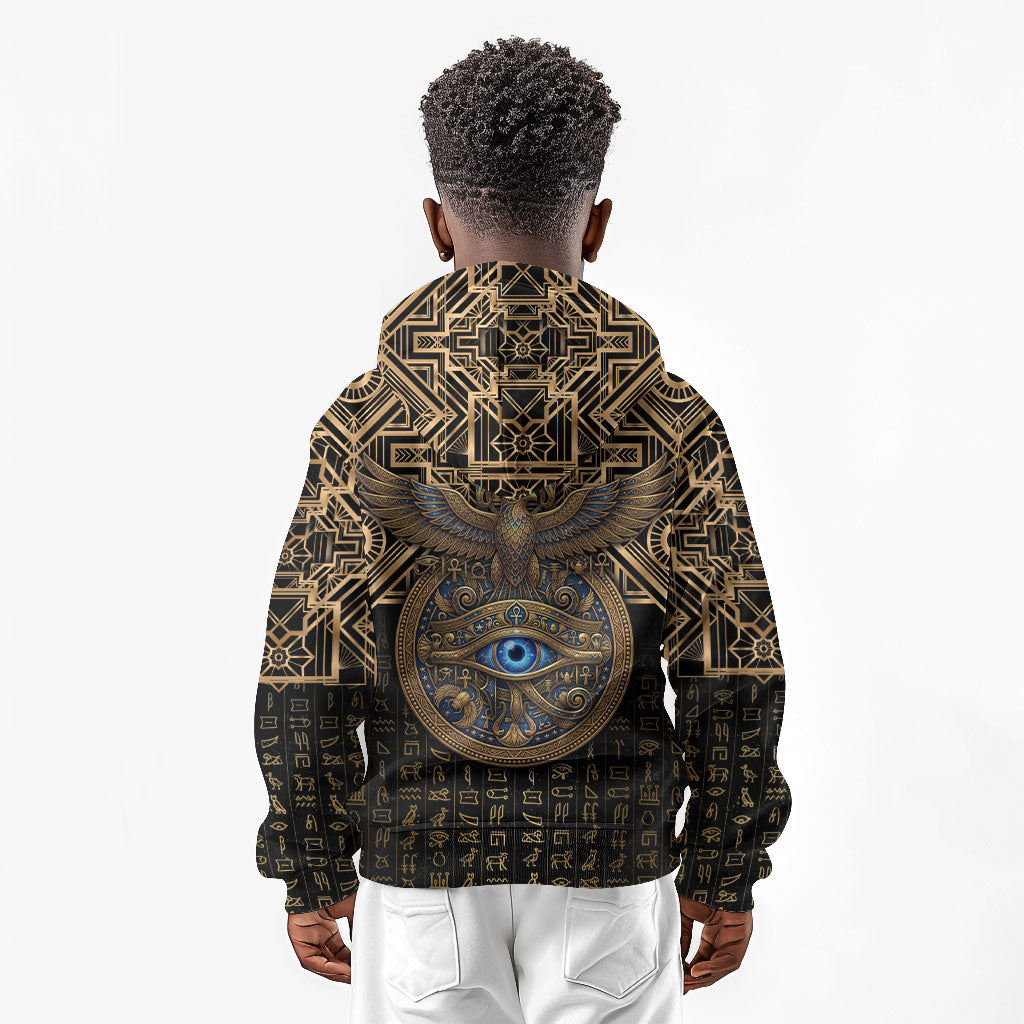 Egypt Eye of Horus Kid Hoodie Hieroglyphics Patterns Retro Style