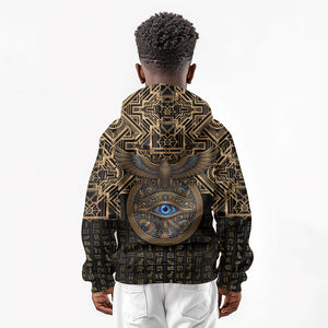 Egypt Eye of Horus Kid Hoodie Hieroglyphics Patterns Retro Style