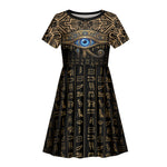 Egypt Eye of Horus Kid Short Sleeve Dress Hieroglyphics Patterns Retro Style