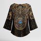 Egypt Eye of Horus Kimono Sleeve Blouse Hieroglyphics Patterns Retro Style