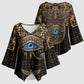 Egypt Eye of Horus Kimono Sleeve Blouse Hieroglyphics Patterns Retro Style
