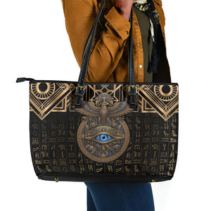 Egypt Eye of Horus Leather Tote Bag Hieroglyphics Patterns Retro Style