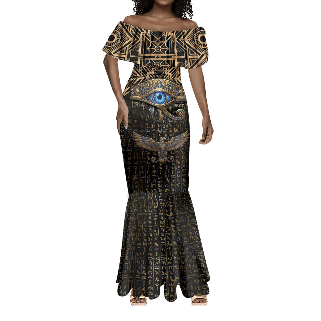 Egypt Eye of Horus Mermaid Dress Hieroglyphics Patterns Retro Style