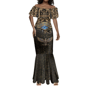 Egypt Eye of Horus Mermaid Dress Hieroglyphics Patterns Retro Style