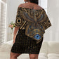 Egypt Eye of Horus Off Shoulder Short Dress Hieroglyphics Patterns Retro Style