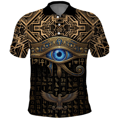 Egypt Eye of Horus Polo Shirt Hieroglyphics Patterns Retro Style