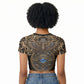 Egypt Eye of Horus Raglan Cropped T shirt Hieroglyphics Patterns Retro Style