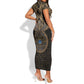 Egypt Eye of Horus Short Sleeve Bodycon Dress Hieroglyphics Patterns Retro Style