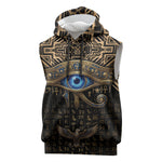 Egypt Eye of Horus Sleeveless Hoodie Hieroglyphics Patterns Retro Style
