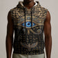 Egypt Eye of Horus Sleeveless Hoodie Hieroglyphics Patterns Retro Style