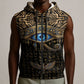 Egypt Eye of Horus Sleeveless Zip Hoodie Hieroglyphics Patterns Retro Style