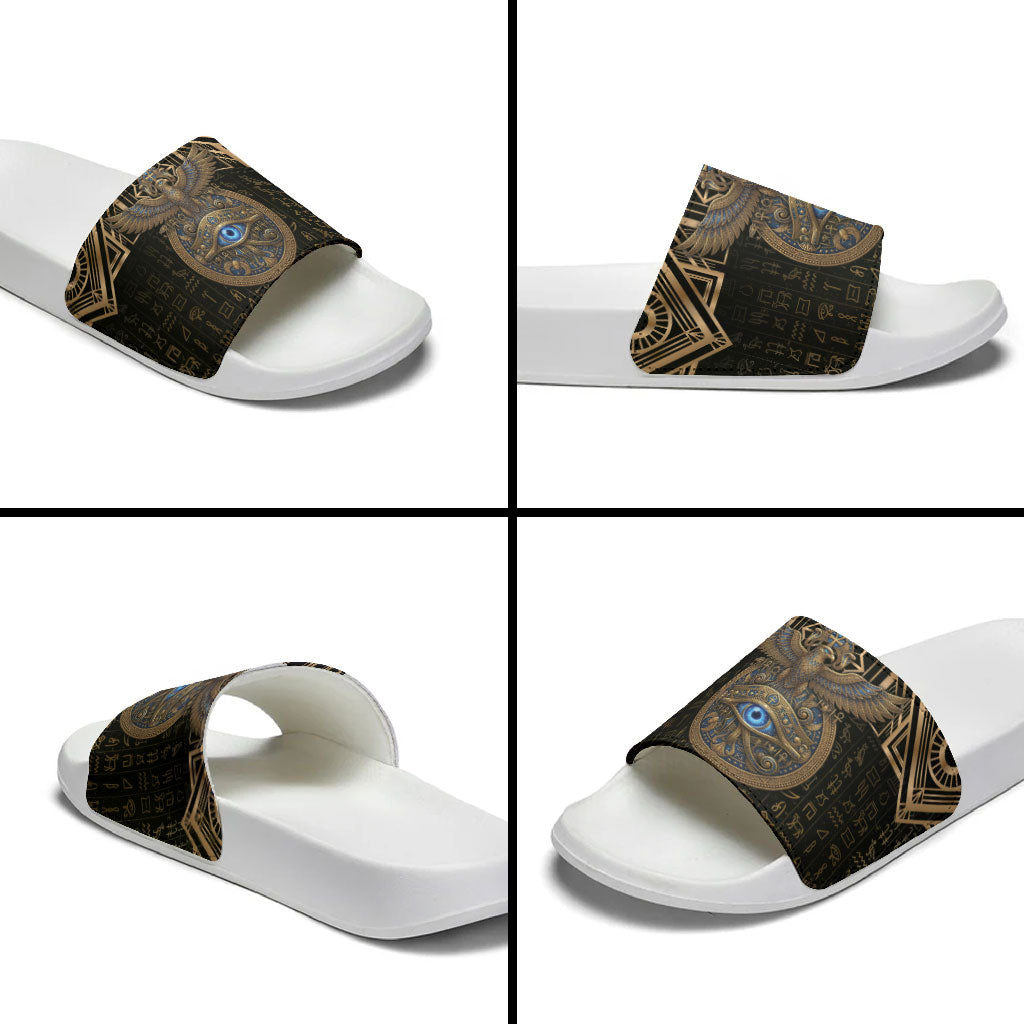 Egypt Eye of Horus Slide Sandals Hieroglyphics Patterns Retro Style