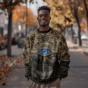 Egypt Eye of Horus Sweatshirt Hieroglyphics Patterns Retro Style